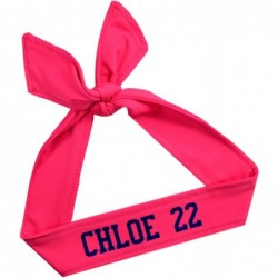 Headbands Tie Back Sport Headband with Your Custom Team Name or Text in Vinyl - Neon Pink - CL188XLMHOS $23.57