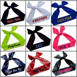 Headbands Tie Back Sport Headband with Your Custom Team Name or Text in Vinyl - Neon Pink - CL188XLMHOS $22.97
