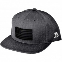 Baseball Caps USA 'Midnight Glory' Dark Leather Patch Classic Snapback Hat - One Size Fits All - Charcoal - CB18IOGIORC $71.26