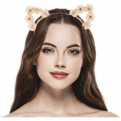 Headbands Girls Cat Ears Costume Floral Accessory Headband Adults - Peach Floral - C0184EM6HZU $21.95
