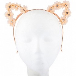 Headbands Girls Cat Ears Costume Floral Accessory Headband Adults - Peach Floral - C0184EM6HZU $14.46