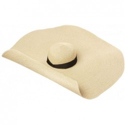 Sun Hats Women Colorful Big Brim Straw Bow Hat Sun Floppy Wide Brim Hats Beach Cap - Beige-large Sun - CC18UTDSGQ9 $31.22