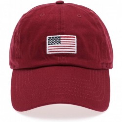 Baseball Caps USA American Flag Embroidered 100% Cotton Adjustable Strap Baseball Cap Hat - Flag - Burgundy - C518D008DYW $23.63