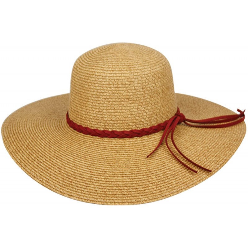 Sun Hats Women's Braid Straw Wide Brim Fedora Hat UPF 50+ w/Adjustable Drawstring - Fl2245brown - C718E3YLOUY $36.25