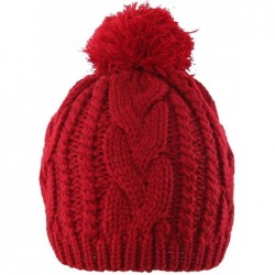 Skullies & Beanies Unisex Trendy Pom Pom Hat Winter Warm Knit Hats Slouchy Beanie for Men Women - Wine - C5187NW4QHS $14.30