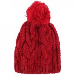 Skullies & Beanies Unisex Trendy Pom Pom Hat Winter Warm Knit Hats Slouchy Beanie for Men Women - Wine - C5187NW4QHS $20.65