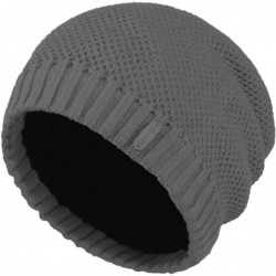Skullies & Beanies Winter Slouch Baggy Knit Beanie Hat Fleece Lined Crochet Skull Ski Cap - Be-dark Gray - C612N1NAD77 $31.75