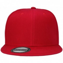 Baseball Caps Classic Snapback Hat Cap Hip Hop Style Flat Bill Blank Solid Color Adjustable Size - 2pcs Black & Red - CG18GNG...