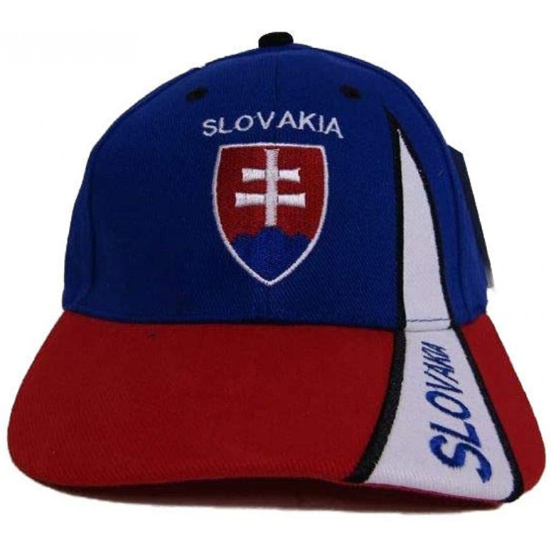 Skullies & Beanies Slovakia Blue and Red Baseball Hat Cap - C312N8XEK2M $21.34