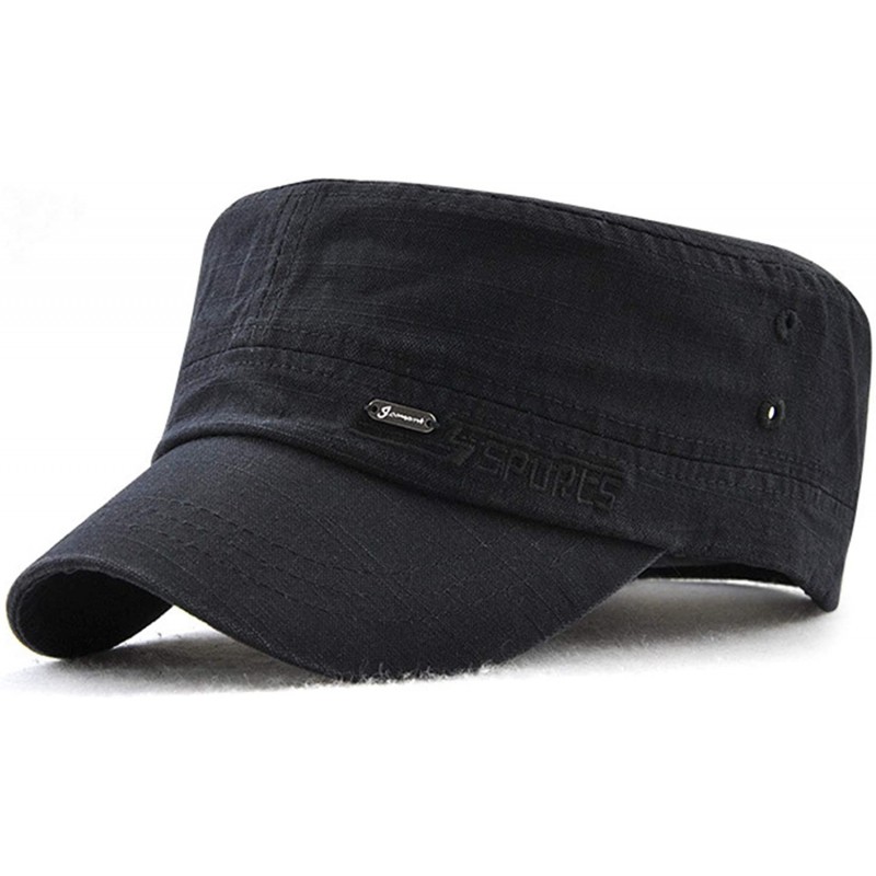 Newsboy Caps Men Beret Hat Cotton Buckle Adjustable Newsboy Hats Cabbie Gatsby Cap - Hat-t2-black - CA18EX6UAWE $24.61