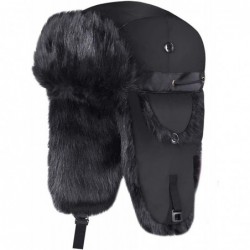 Bomber Hats Winter Trapper Hat Unisex Aviator Bomber Hat with Warm Faux Fur and Adjustable Ear Flaps for Men - Black Color - ...