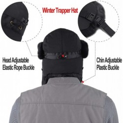 Bomber Hats Winter Trapper Hat Unisex Aviator Bomber Hat with Warm Faux Fur and Adjustable Ear Flaps for Men - Black Color - ...