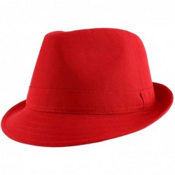 Fedoras Lightweight Fashionable Poly Woven Classic Fedora Hat - Red/Red - CC12NUE0EYA $31.62