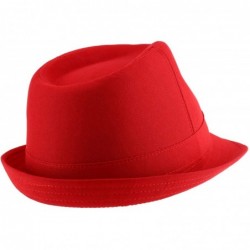 Fedoras Lightweight Fashionable Poly Woven Classic Fedora Hat - Red/Red - CC12NUE0EYA $39.79