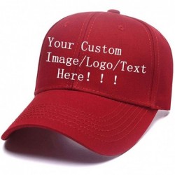Baseball Caps Men Women Sports Hat Add Your Personalized Design Adjustable Baseball Caps - Burgundy - CG18G468I53 $21.62