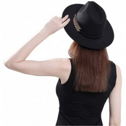 Fedoras Women's Wide Brim Fedora Panama Hat with Metal Belt Buckle - L-grey-1 - CO18NEKLKXX $28.29