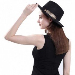 Fedoras Women's Wide Brim Fedora Panama Hat with Metal Belt Buckle - L-grey-1 - CO18NEKLKXX $28.29