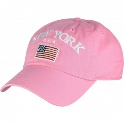Baseball Caps New York USA Flag Embroidered Adjustable Low Profile Cap - Light Pink - CS184W9KHZ2 $18.78