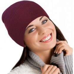 Skullies & Beanies Merino Wool Beanie Hat -Soft Winter and Activewear Watch Cap - Burgundy - C7188AGA43A $30.78