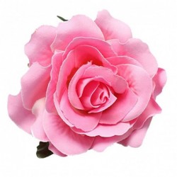 Headbands Women Sweet Big Rose Blossom Flower Wedding Bridal Hair Clip Hairpin Brooch Pin - Pink - C2187EZAH68 $17.48