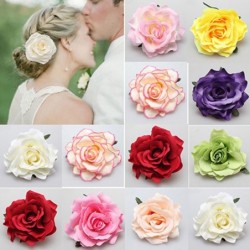 Headbands Women Sweet Big Rose Blossom Flower Wedding Bridal Hair Clip Hairpin Brooch Pin - Pink - C2187EZAH68 $11.16