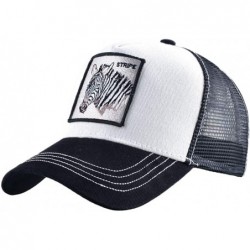 Baseball Caps Unisex Animal Mesh Trucker Hat Snapback Square Patch Baseball Caps - Black White Zebra - C418RK0S695 $25.44