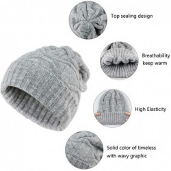 Skullies & Beanies Winter Warm Knitted Beanie Hats Slouchy Skull Cap Velvet Lined Touch Screen Gloves for Men Women - Grey - ...