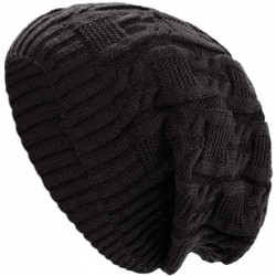 Skullies & Beanies Womens Winter Knit Slouchy Beanie Baggy Warm Soft Chunky Cable Hats - A-black - CS18HYHG5M0 $17.53