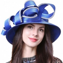 Sun Hats Sweet Cute Cloche Oaks Church Dress Bowler Derby Wedding Hat Party S606-A - Rhinestone-blue - CX180MRX2ZM $70.06