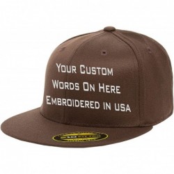 Baseball Caps Custom Flexfit 210 Personalize Hat Add Your Own Text Embroidered Fitted Flatbill - Dark Brown - CY18874EKK2 $50.18