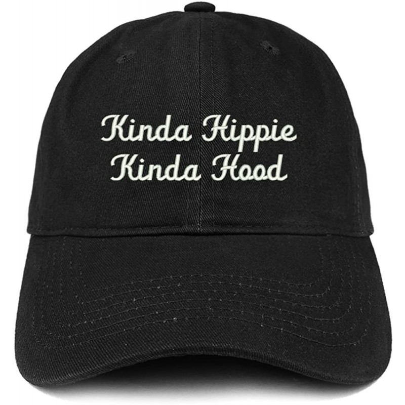 Baseball Caps Kinda Hippie Kinda Hood Embroidered Brushed Cotton Cap - Black - CN188TKUCME $38.41