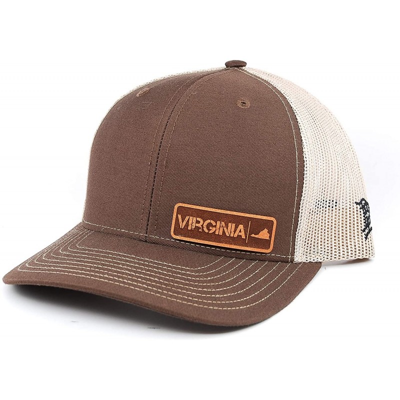Baseball Caps Virginia Native' Leather Patch Hat Curved Trucker- OSFA/Brown/Tan - CS18LQQUE5D $53.03