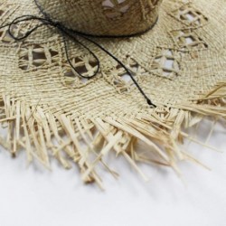 Sun Hats Natural Large Wide Brim Raffia Straw Hats Woven Circle Fringe Beach Cap Summer Hollow Out Big Straw Hat - Rose 2 - C...