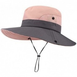 Sun Hats Women's Ponytail Safari Sun Hat Wide Brim UV Protection Foldable Outdoor Cap - Pink - CA18U9ZKQ7A $34.76
