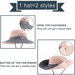 Sun Hats Women's Ponytail Safari Sun Hat Wide Brim UV Protection Foldable Outdoor Cap - Pink - CA18U9ZKQ7A $28.90