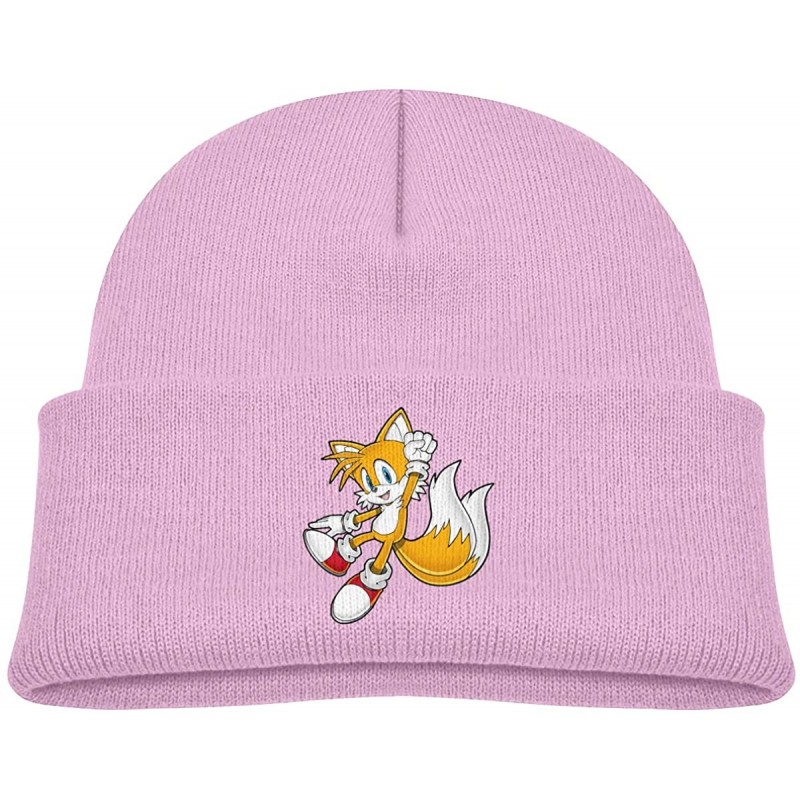 Skullies & Beanies Children Kids Winter Cozy Warm Cuffed Knit Hats- Unisex Popular Snow Caps Hat - Tails Sonic-pink - CW192U8...