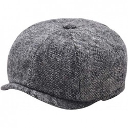 Newsboy Caps Mens Womens Soft Wool Newsboy Hat Flat Cap Ivy Stretch Driver Hunting Hat - 75-greywhite - C418ATG8UA2 $22.87