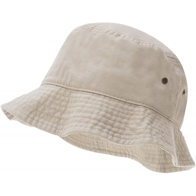 Bucket Hats 100% Cotton Bucket Hat for Men- Women- Kids - Summer Cap Fishing Hat - Putty - C218DODNUZX $18.94