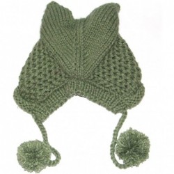 Skullies & Beanies Women's Hat Cat Ear Crochet Braided Knit Caps Warm Snowboarding Winter (One Size- Army Green) - CI12O8HQJB...