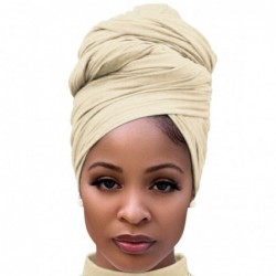Headbands African Head Wrap for Women Soft Boho Wraps Workout Stretch Fold Sarong Headscarf Beige - C3194W5NTGZ $28.12