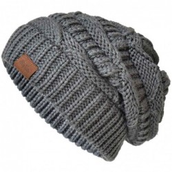 Skullies & Beanies Knit Beanie Hat for Women Oversize Chunky Winter Slouchy Beanie Hats Ski Cap - Dark Grey - CS18ADSS74L $22.08