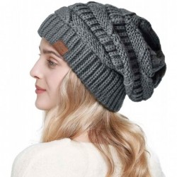 Skullies & Beanies Knit Beanie Hat for Women Oversize Chunky Winter Slouchy Beanie Hats Ski Cap - Dark Grey - CS18ADSS74L $18.78