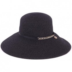 Sun Hats Women's Aria Large Brim Sunhat Packable- Adjustable & UPF Rated - Black - CR18690EDOY $80.34