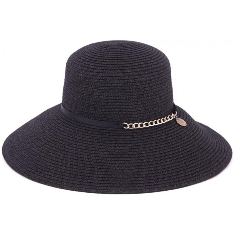 Sun Hats Women's Aria Large Brim Sunhat Packable- Adjustable & UPF Rated - Black - CR18690EDOY $52.86