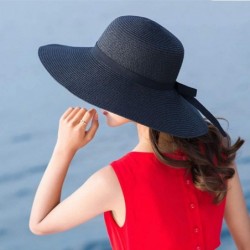 Sun Hats Women's Wide Brim Sun Protection Straw Hat-Folable Floppy Hat-Summer UV Protection Beach Cap - A-black - CB18S204X83...