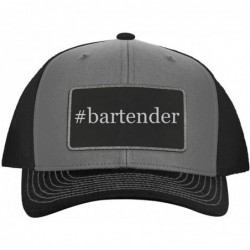 Baseball Caps Bartender - Leather Hashtag Black Metallic Patch Engraved Trucker Hat - Grey\steel - C518Z9SZ942 $37.36