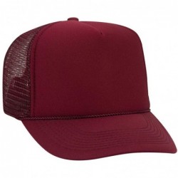 Baseball Caps Polyester Foam Front 5 Panel High Crown Mesh Back Trucker Hat - Burg. Marn - C712EXF1AED $17.25