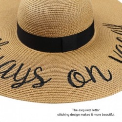 Sun Hats Womens Big Bowknot Straw Hat Floppy Foldable Roll up Beach Cap Sun Hat UPF 50+ - Ae Always on Vacay - Khakiv - C6194...
