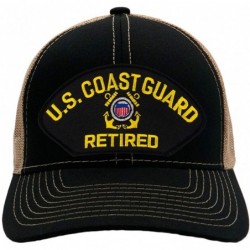 Baseball Caps US Coast Guard Retired Hat/Ballcap Adjustable One Size Fits Most - Mesh-back Black & Tan - CO18NR7QX6G $51.22