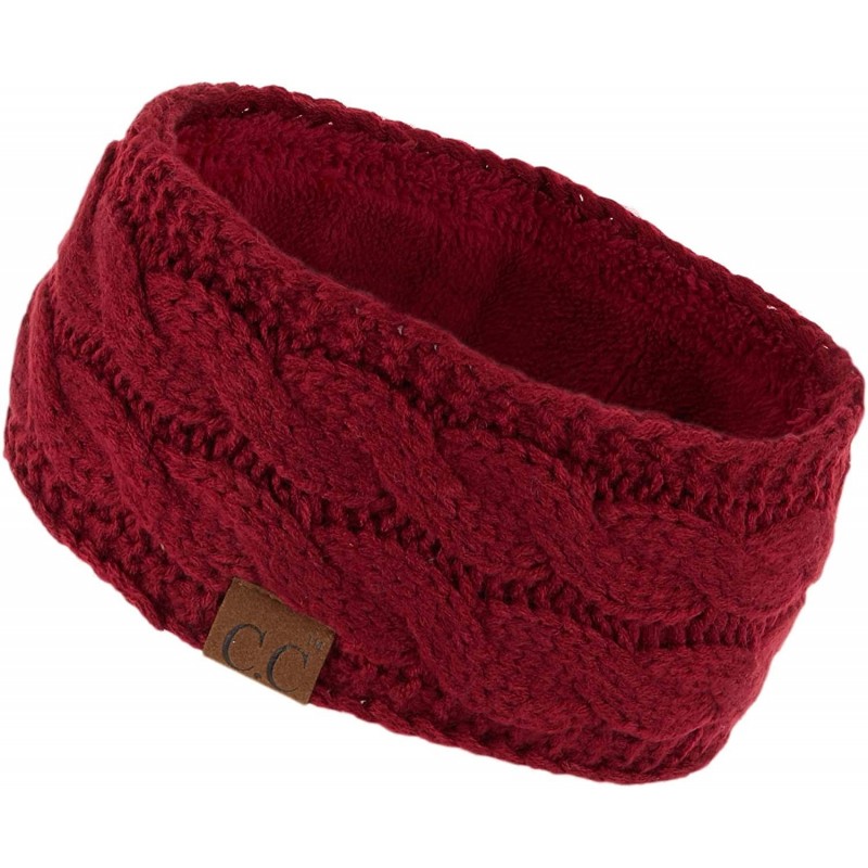 Cold Weather Headbands Winter Fuzzy Fleece Lined Thick Knitted Headband Headwrap Earwarmer(HW-20)(HW-33) - Burgundy - CV18I52...